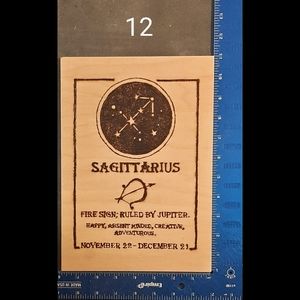 Sagittarius wood burned plaque